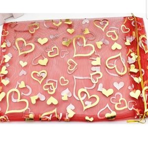 15 ct  8 x 12 In Drawstring Heart Flower Bags Organza Jewelry Gift Pouch…